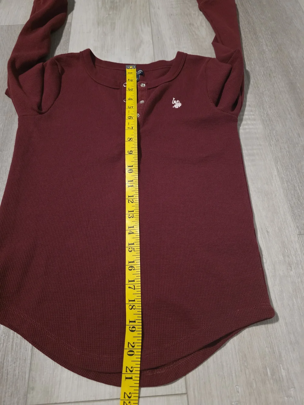 U.S. Polo Assn. Burgundy Waffle Knit Henley Top Size Small - Picture 8 of 10